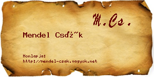 Mendel Csák névjegykártya